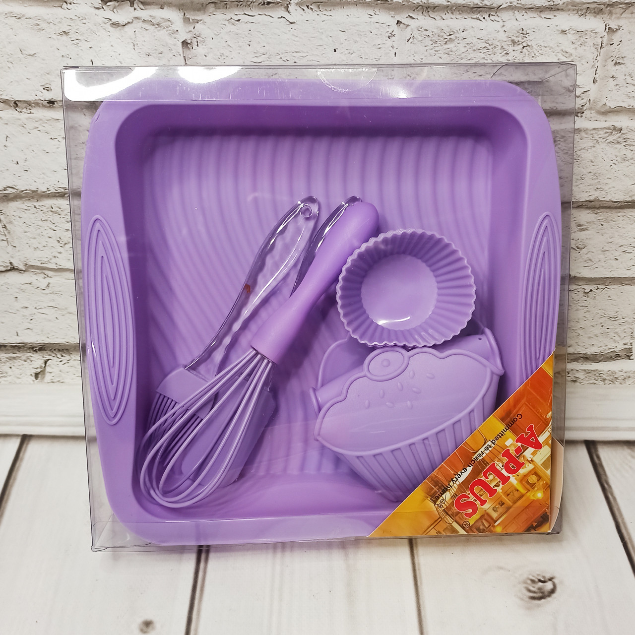 Набір силіконових приладів А-Плюс 1951 (лопатка, віночок, кисть,формочки 6шт, форма, прихватка)