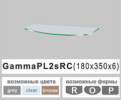 Поличка зі скла настінна навісна радіусна Commus PL2s RC (180х350х6мм)