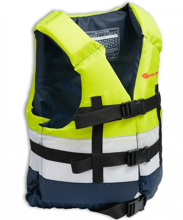 Жилет для човна, страхувальний Жилет в човен Колібрі 110-130 кг (жовтий+білий+синій), фото 1