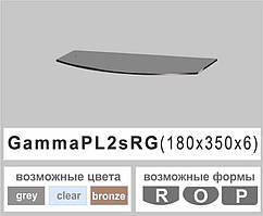 Поличка скляна настінна навісна  радіусна Commus PL2s RG (240х350х6мм)