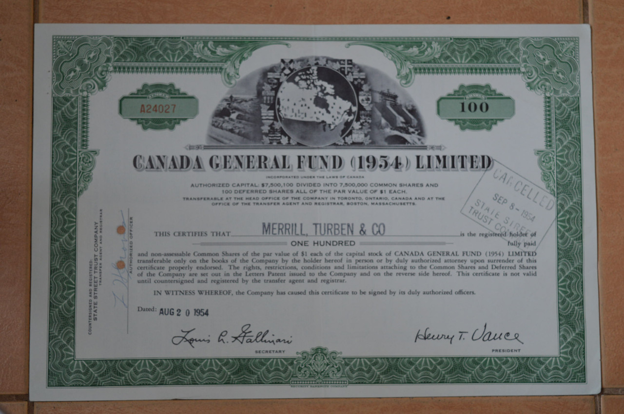 Акція. США. 1954 рік №24027 (М-1.51)