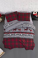 Новогоднее постельное белье из фланели евро размер ТМ First Choice Happyness Red