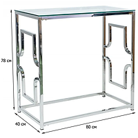 Прозрачный консольный стол Signal Versace C 80х40х78см прямоугольной формы из закаленного стекла стиль модерн