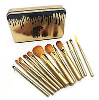 Професійний набір кистей для макіяжу Kylie Jenner Make-up brush Gold set 12 шт