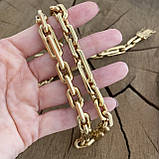 Масивний срібний позолочений ланцюжок Якір Комбінований, фото 2