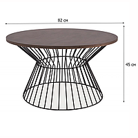 Круглый журнальный стол Signal Alta 82х45см с шпонированной столешницей темный орех стиль лофт