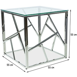Журнальний скляний столик у формі куба Signal Escada B 55х55см з хромом каркасом для спальні модерн