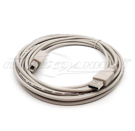 Кабель USB 2.0 AM — BM для принтера, сірий, 3 м, фото 3