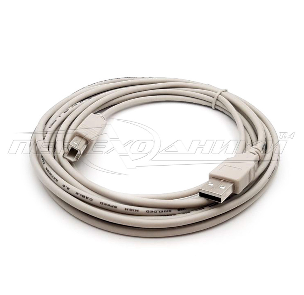 Кабель USB 2.0 AM - BM для принтера, серый, 3 м - фото 2 - id-p1376551629
