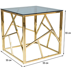 Журнальний столик Signal Escada B 55х55см куб димчастим склом з золотим каркасом для вітальні