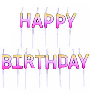 Свечи для торта "Happy Birthday ombre pink" набор - 13шт., США, высота - 3 см