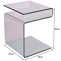 Журнальный столик Signal Epi 42x38х49см форме зигзага прозрачный со стекла для спальни модерн