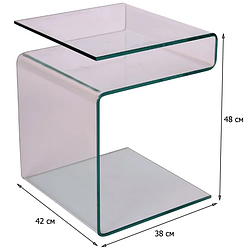 Журнальний столик Signal Epi 42х38х49см формі зигзага прозорий зі скла для спальні модерн