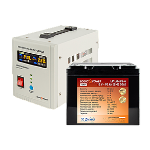 Комплект резервного живлення для комп'ютера Logicpower 800 + літієва (LifePo4) батарея 1300Вт 12В, фото 2