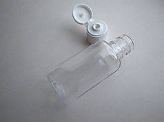 30 - 32 мл Круглий флакон прозорий ПЕТ з кришкою фліп-топ білий, з закруткою, ковпачком, пробкою