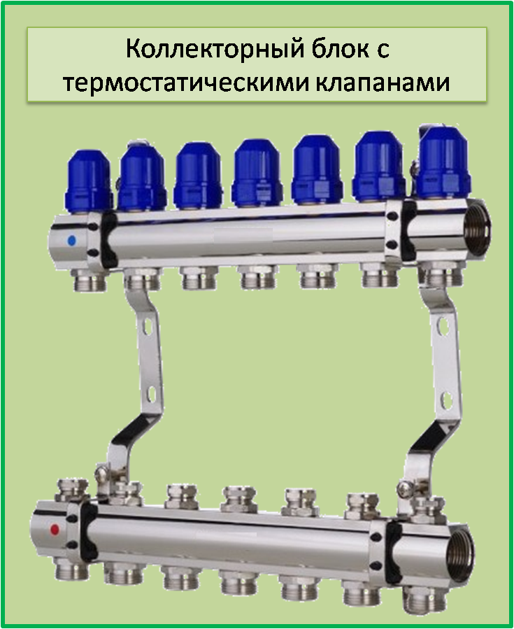 KP KR.1100-08 1"x8 WAYS колекторний блок з термостатичними клапанами
