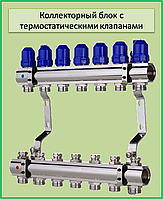 KP KR.1100-08 1 x8 WAYS коллекторный блок с термостатическими клапанами