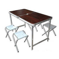 Стол для пикника со стульями MHZ Folding Table 5464, темное дерево