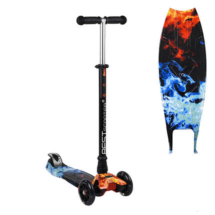 Самокат MAXI Best Scooter A 25769/779-1517, чорний з оранжевим і блакитним, фото 1