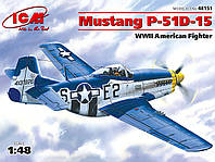 Истребитель Mustang P-51D-15. Сборная модель для склеивания в масштабе 1/48. ICM 48151