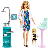 Кукла Барби Дантист Стоматолог Блондинка Barbie Dentist FXP16