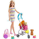Barbie Strollin Play Pups GHV92 Лялька Барбі Прогулянка з цуценятами в колясці, фото 3