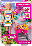 Barbie Strollin Play Pups GHV92 Лялька Барбі Прогулянка з цуценятами в колясці, фото 7