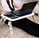 Столик-підставка для ноутбука з кулером E-Table розкладний складаний столик для планшета з охолодженням, фото 10