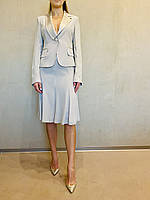 Костюм женский классический нарядно деловой с юбкой годе светло серый Perspective