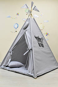Дитячий Вігвам Сірий, однотонний, повний комплект, з 10 елементів