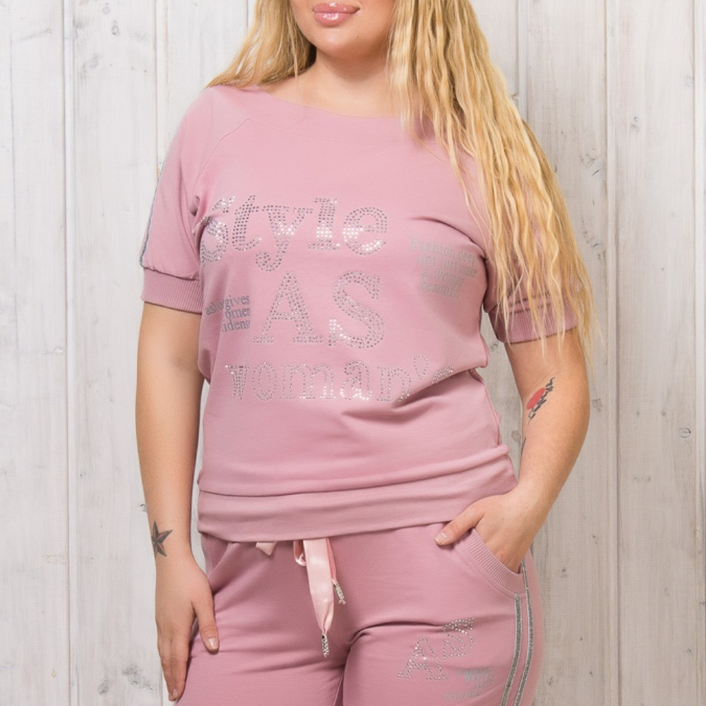 Річний турецький спортивний костюм жіночий з лампасами №8897 пудра