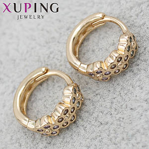 Серёжки золотистого цвета Xuping Jewelry медицинское золото кольца конго с белыми кристаллами 24K