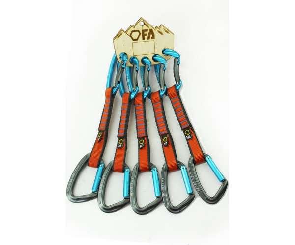 Набор оттяжек скалолазных в сборе (5шт) First Ascent Rock Express 16 мм 16 см black+gold