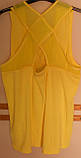Красивий жовтий топ з яскравим логотипом Balmain і широкими шлейками на спинці Kazee, фото 3