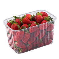Пластиковый судок для упаковки ягод 1 кг ПЭТ 184*114*105 мм плотный