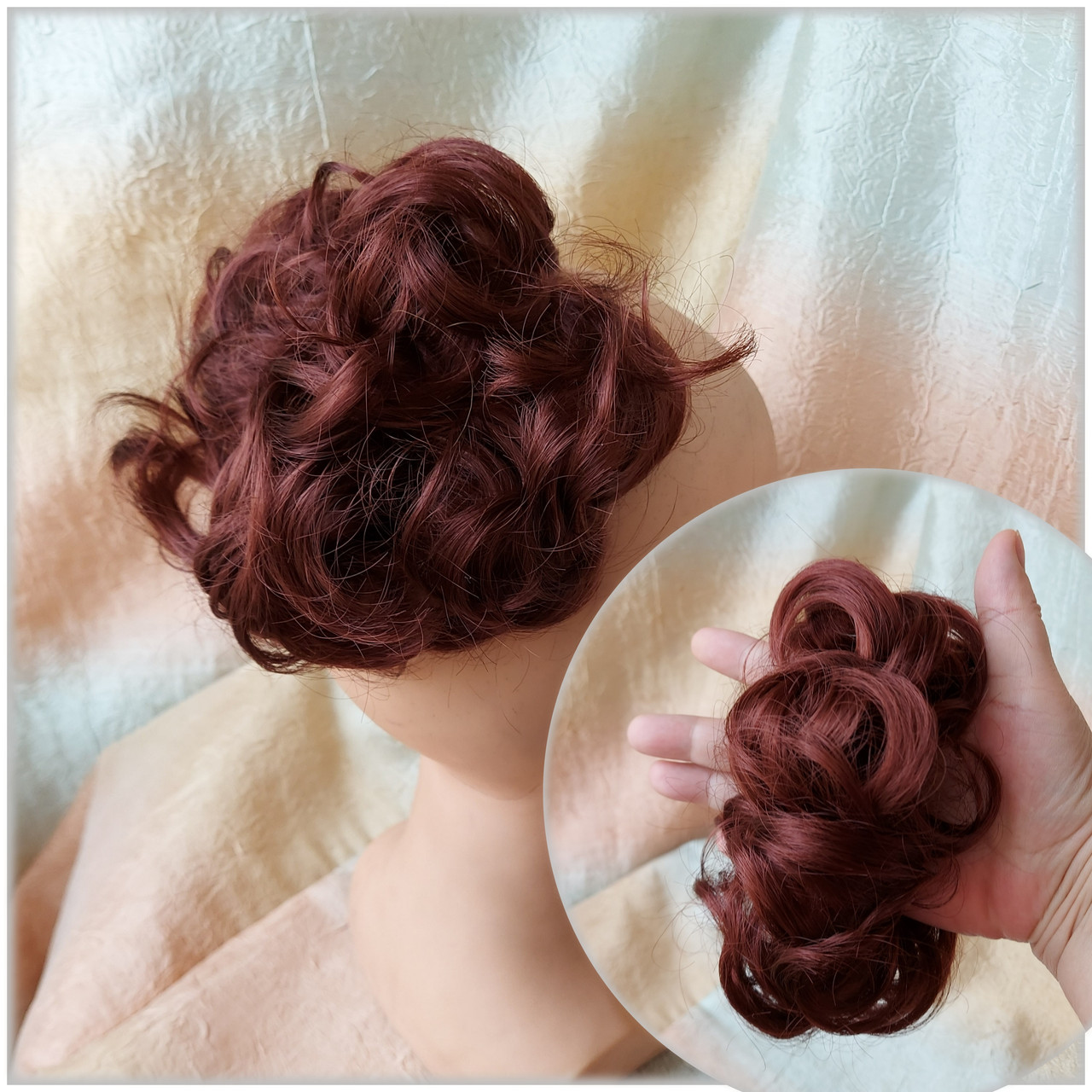 Гумка шиньон з канекалона темно-мідний 0215V-131, фото 1