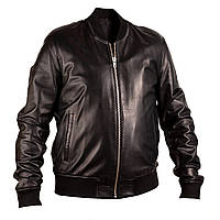 Чоловіча шкіряна куртка-бомбер College black 6XL