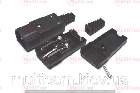 01-13-002. Штекер мережний IBM 3pin під кабель, HQ, пластик, фото 1