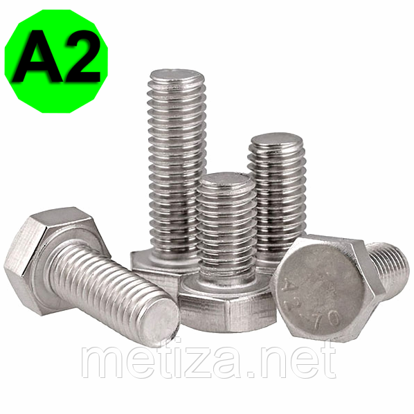 Болт з шестигранною головкою та повною різьбою DIN 933, нержавіюча сталь A2, M4 X 40, фото 1