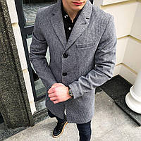 Класичне англійське чоловіче ділове стильне однобортне молодіжне пальто з кашеміру осінь весна сіре