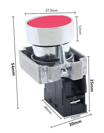 Кнопка управління XB2-BA42 червона "Стоп", фото 2
