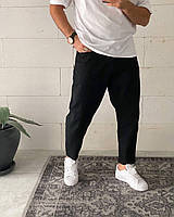 Мужские стильные джинсы МОМ (чёрные) широкие. Турецкие мужские джинсы