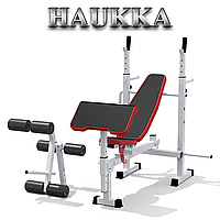 Набор тренажеров универсальная скамья и приставные тренажеры скотта и для ног Haukka