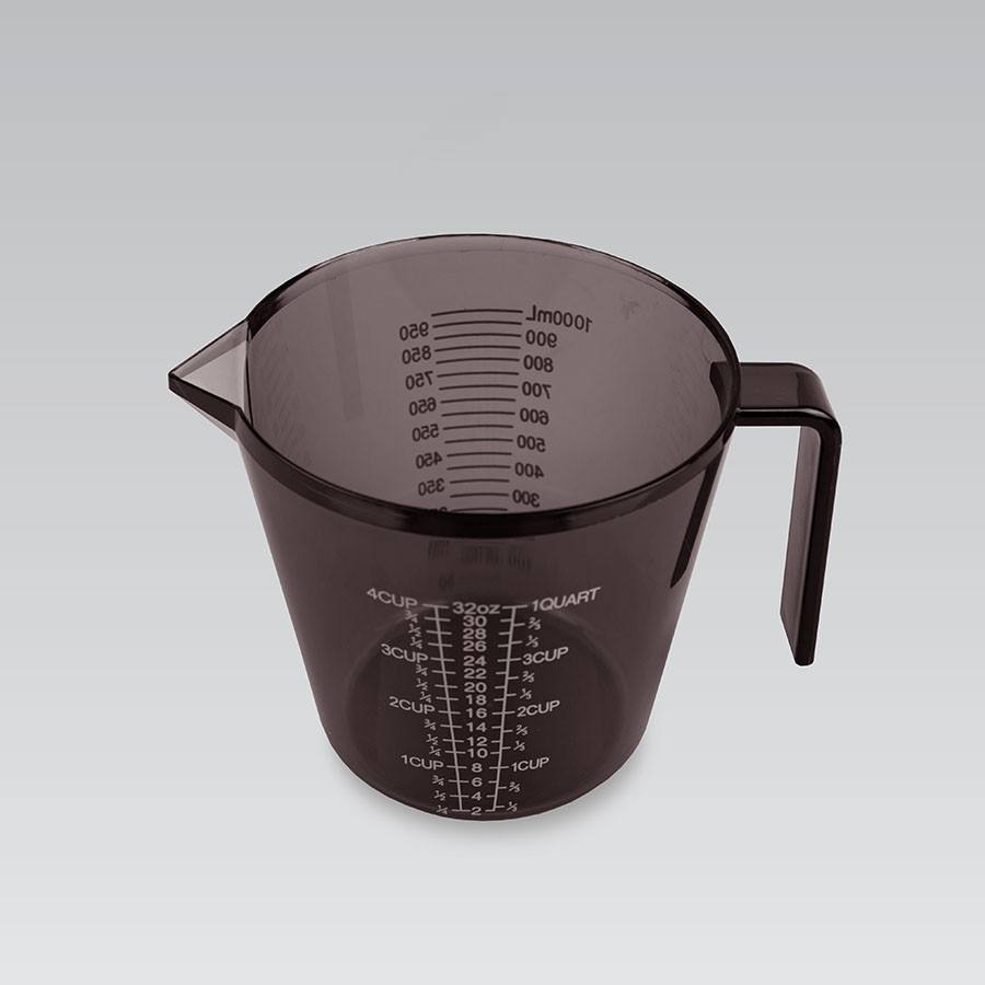 Стакан мірний пластиковий з ручкою MAESTRO 1000 мол Колір коричневий 1740-1000м, фото 1