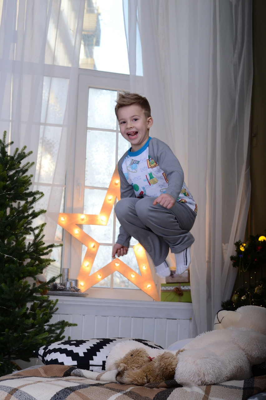 Дитяча піжама для хлопчика з принтом баскетболу SMIL України 104305 біло-синій.Топ!