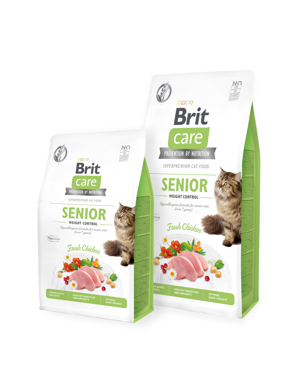 Сухий корм Brit Care Cat GF Senior and Weight Control для літніх котів з надмірною вагою (курка)