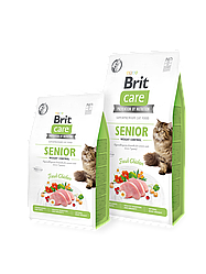 Сухий корм Brit Care Cat GF Senior and Weight Control для літніх котів з надмірною вагою (курка)