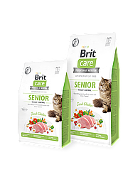 ТЕРМІН 05.2025!!! Сухий корм Brit Care Cat GF Senior and Weight Control для літніх кішок із надмірною вагою (курка) 2 кг