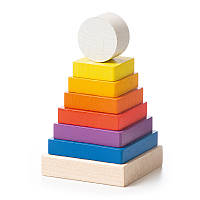 Деревянная разноцветная пирамидка Кубика, Cubika, Левеня, LD-14 15269