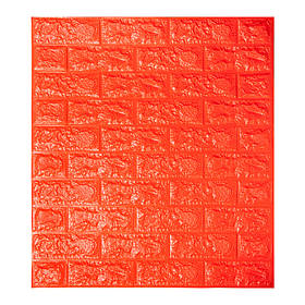 Декоративная 3D панель самоклейка под кирпич Оранжевый 700x770x7мм